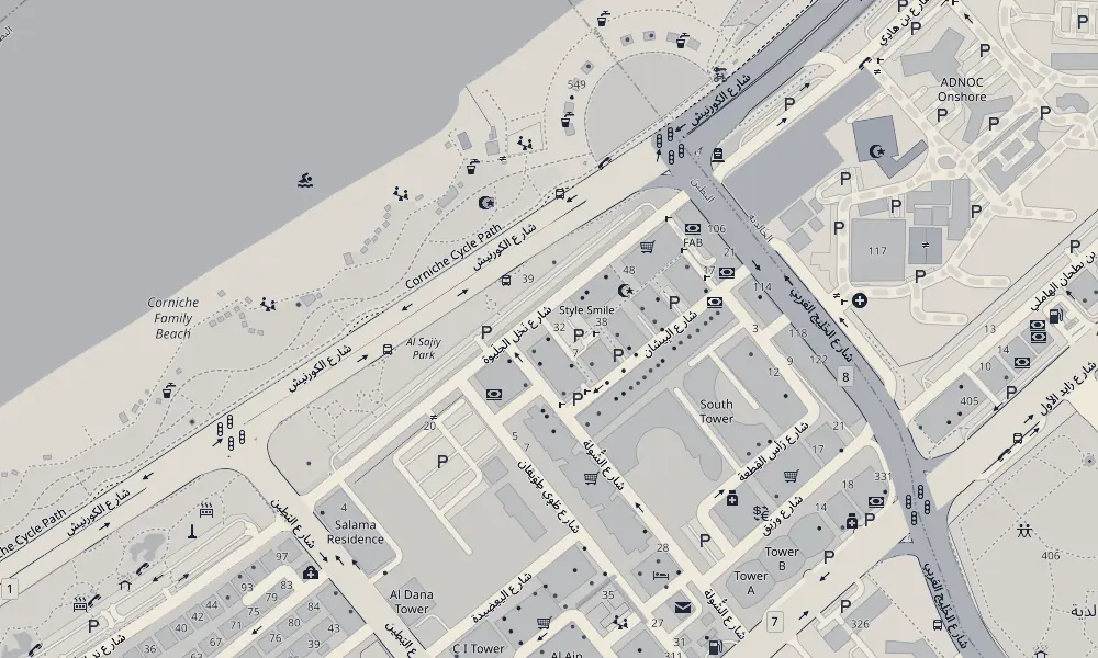 Map of Al Khalidiya around Al Hana Tower